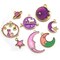 24 Pieces Assorted Gold Plated Enamel Cat Moon Star Celestial Charm Pendant DIY for Earrings Necklace Bracelet Jewelry Making and Crafting (M582-Purple)